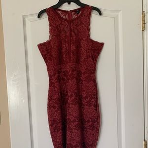 Formal red lace dress